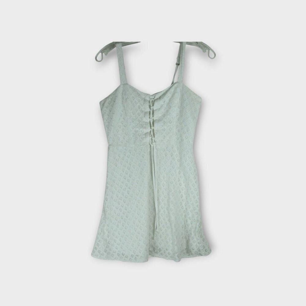 Hollister White Lace Mini Dress Lace-Up Front Size S
